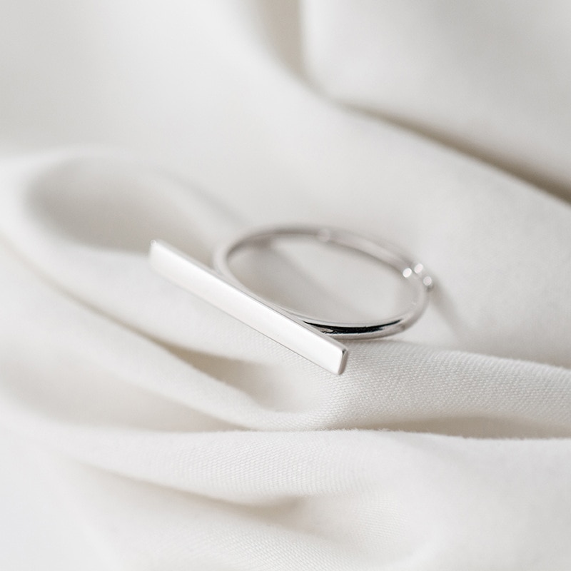 Modian Simple Geometric Open Adjustable Finger Ring for Women Authentic 925 Sterling Silver Line Ring Fine Jewelry