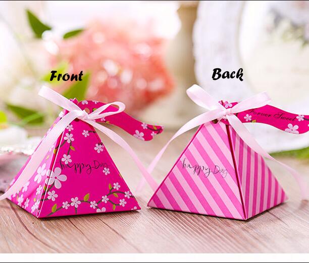 50 stuks Candy Box Baby Shower Gunsten Driehoekige Piramide Bruiloft Gunsten Box Bomboniera Feestartikelen: F