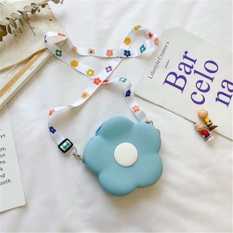 1Pcs Silicone Leuke Bloem Kinderen Tassen Portemonnee Prinses Zak Voor Baby Gril Party Beach Zomer: S blue