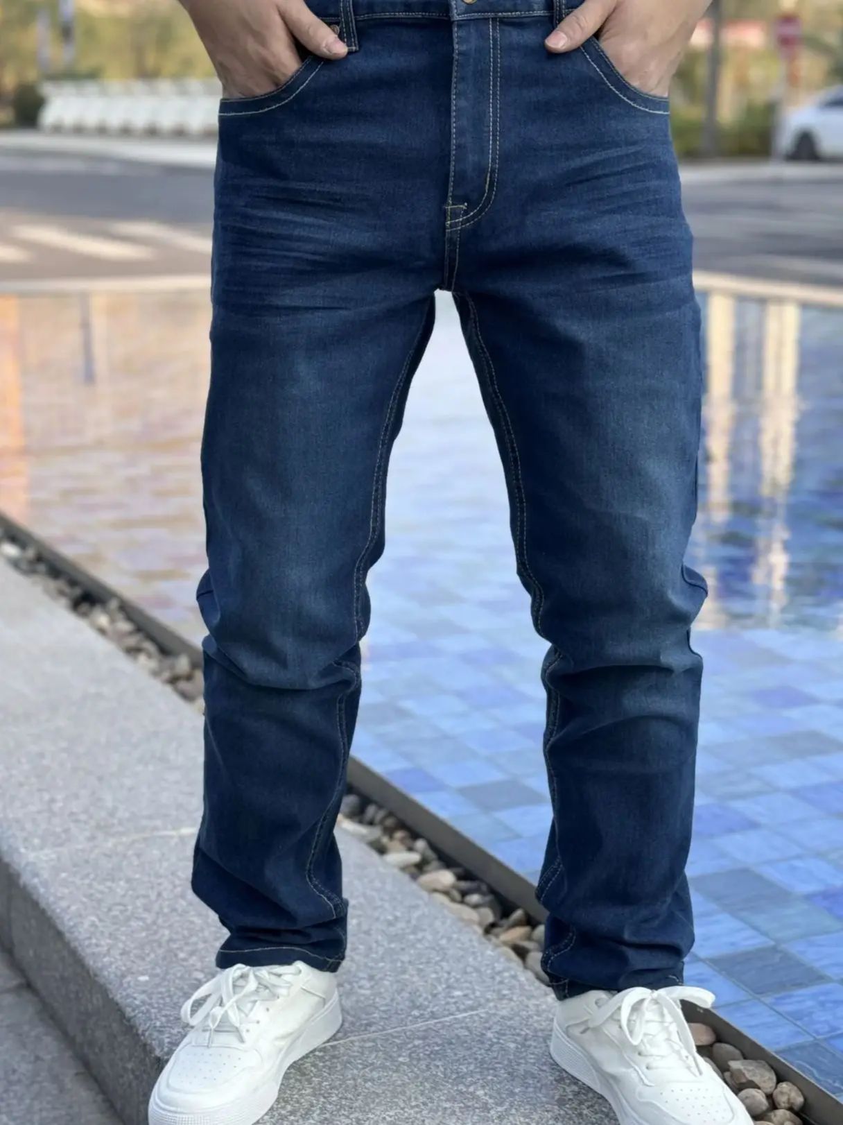 Pantalones vaqueros bordados ajustados para hombre, pantalones vaqueros elásticos Retro Vintage, ropa de calle urbana, mezcla de algodón, artístico para todas las estaciones: 30