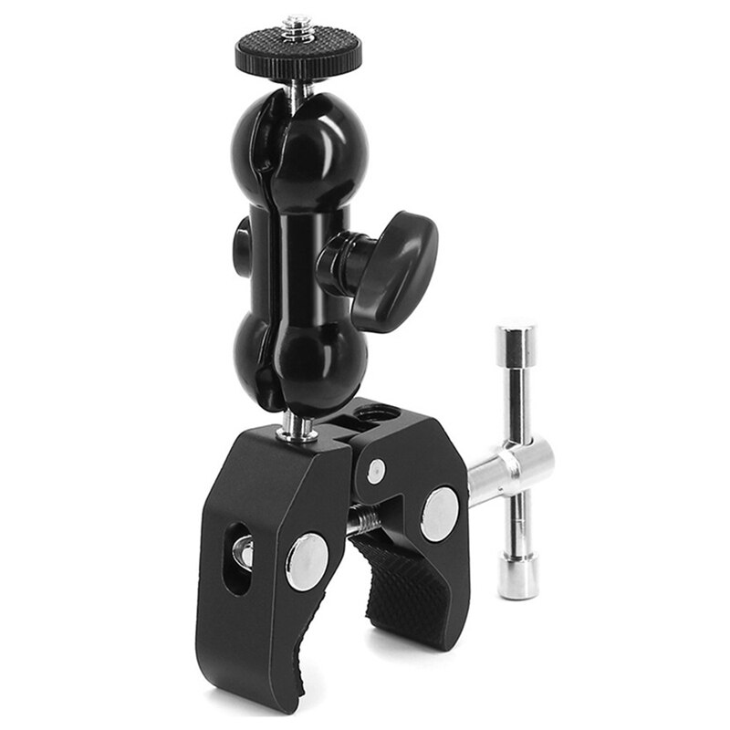Camera Clamp Mount Monitor Mount Bracket Super with Cool Double Ballhead Arm Adapter Bottom Clamp