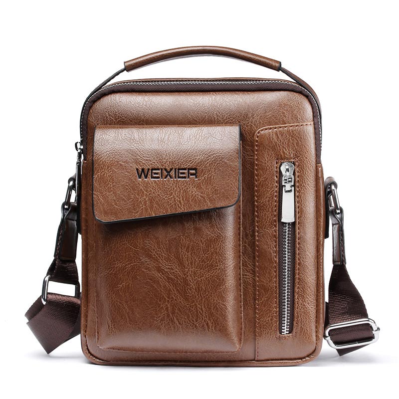 Männer tasche leder messenger tasche männer vintage casual männer schulter taschen zipper mann handtaschen tote tasche männlichen: Light Brown