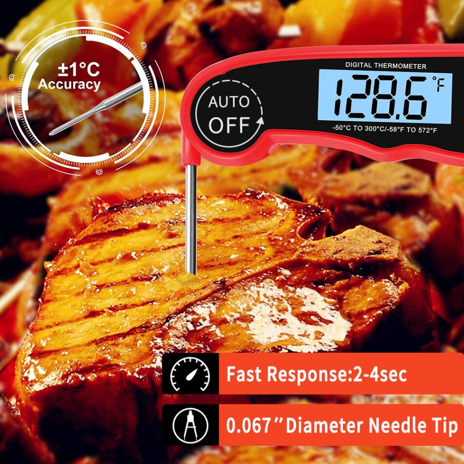 Dual Probe Instant Read Meat Thermometer Ultra Fast Waterproof Digital Food Thermometer with Backlight Calibration