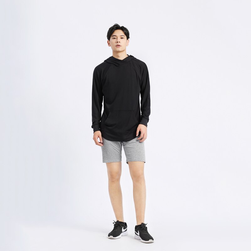 Men's Compression Hoodie - Basketball Style - Casual Sportswear - Hooded Sweatshirt: XL / Black