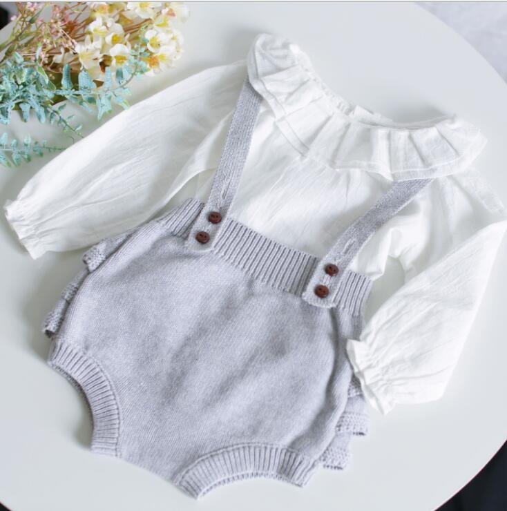 Stijl babymeisjes jongens gebreide romper herfst katoenen baby jumpsuit 6-24 maanden  qw360