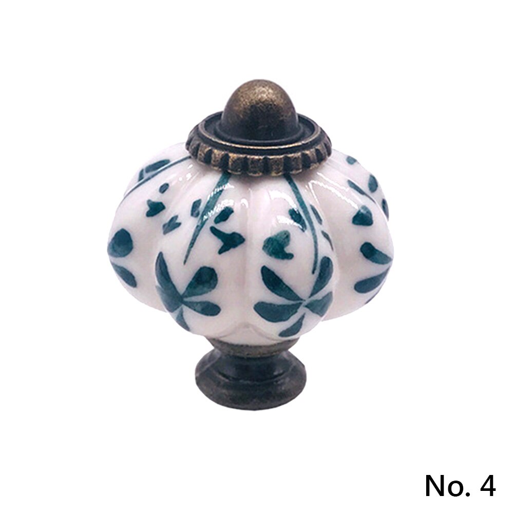 Poignée de meubles Vintage boutons de porte potiron céramique armoire poignées meubles tiroir placard cuisine tirer poignée 11 couleurs: no. 4