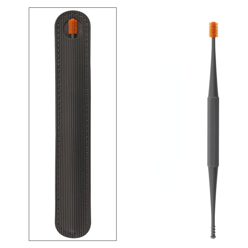 Extractor de cera de silicona suave para los oídos, limpiador portátil de acero inoxidable, 2 cabezales, 1/3 piezas: Gray-1pc