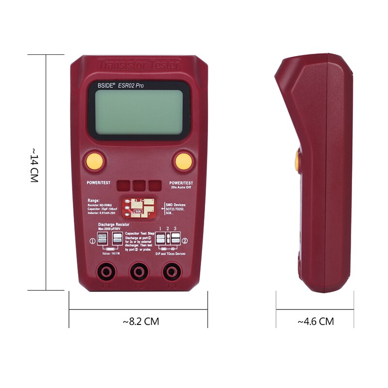 Digital Transistor SMD Components Testers ESR02 PRO Diode Triode Capacitance Inductance Multimeter ESR Meter YE