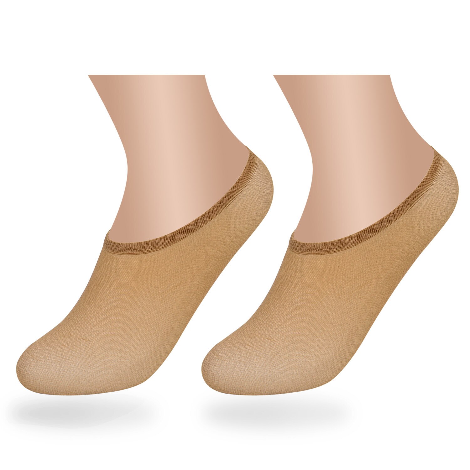 10 par kvinner usynlig liner trener ballerina båt sokker: Mørk beige