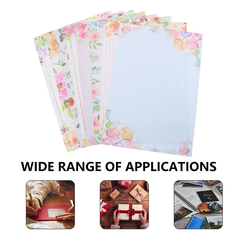 40pcs Printing Letter Paper Floral Style Writing Paper Retro A4 Paper Cartoon Small Love Letter Romantic Stationery