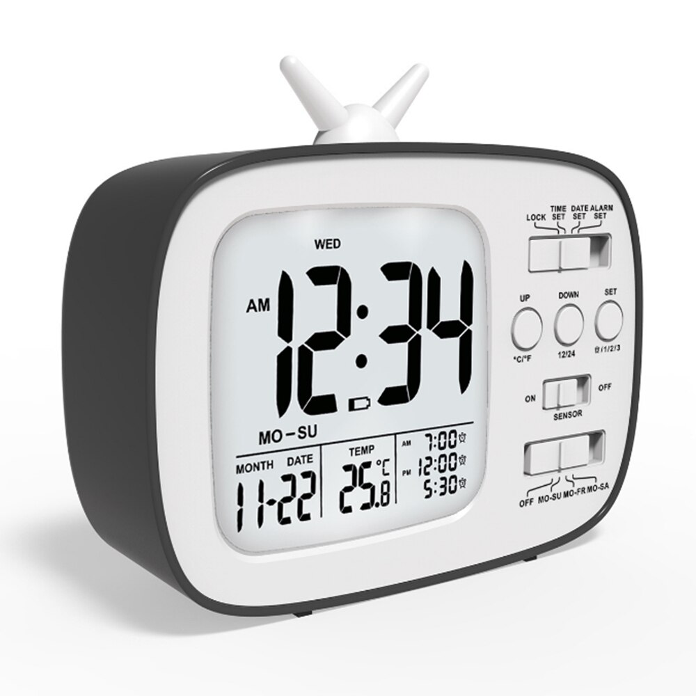 Horloge électronique Simple photosensible horloge intelligente réveil rétro trois groupes réveil