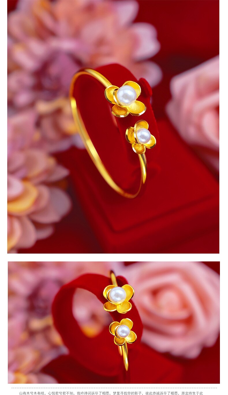 frauen neue armbänder luxus Japanischen und Koreanischen stil kleine frische perle doppel blume öffnen Armbinde frauen