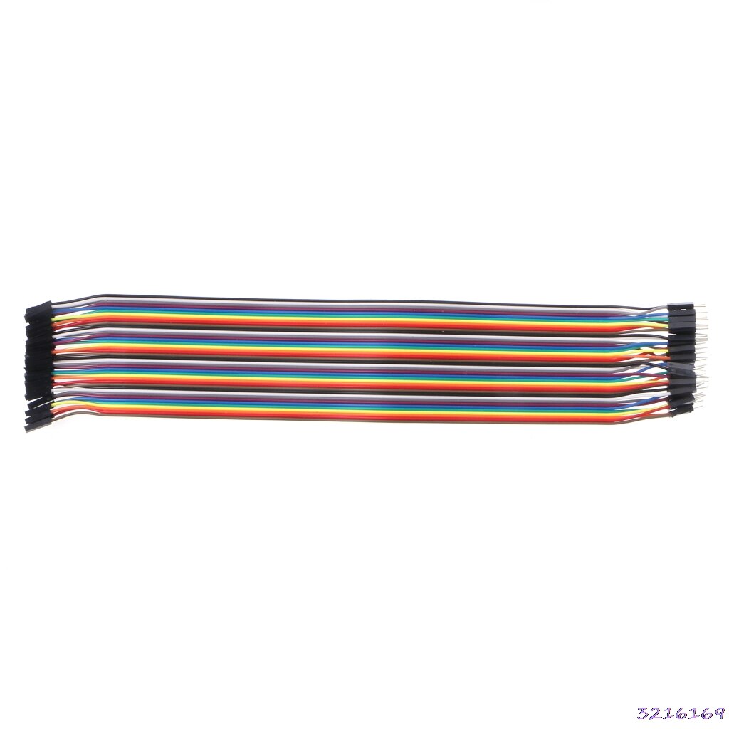 40 stk kabler mf / mm / ff jumper breadboard wire farverigt gpio bånd til diy kit: 30cm mf