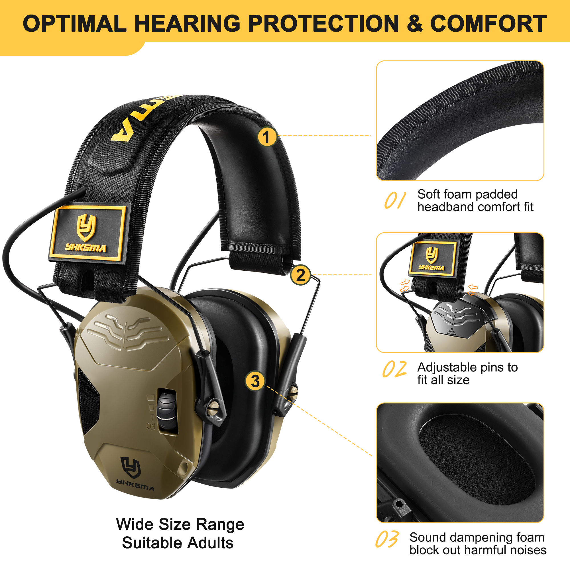 2025 Elektronische Schieten Oorbeschermer Anti-geluid Hoofdtelefoon Geluidsversterking Gehoorbescherming Headset Opvouwbaar met case