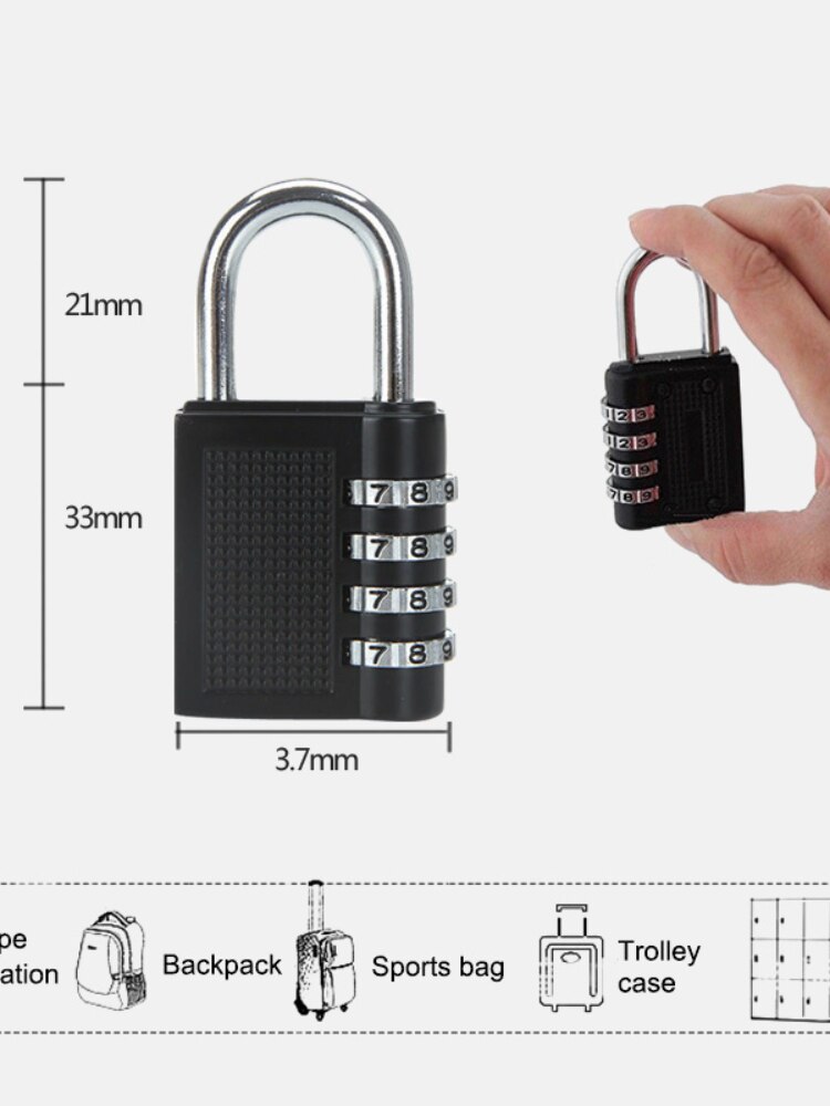 Outdoor Gym Security Code Lock, Weatherproof Security Padlock, Black, 4 Digit Combination, 80x43x14mm