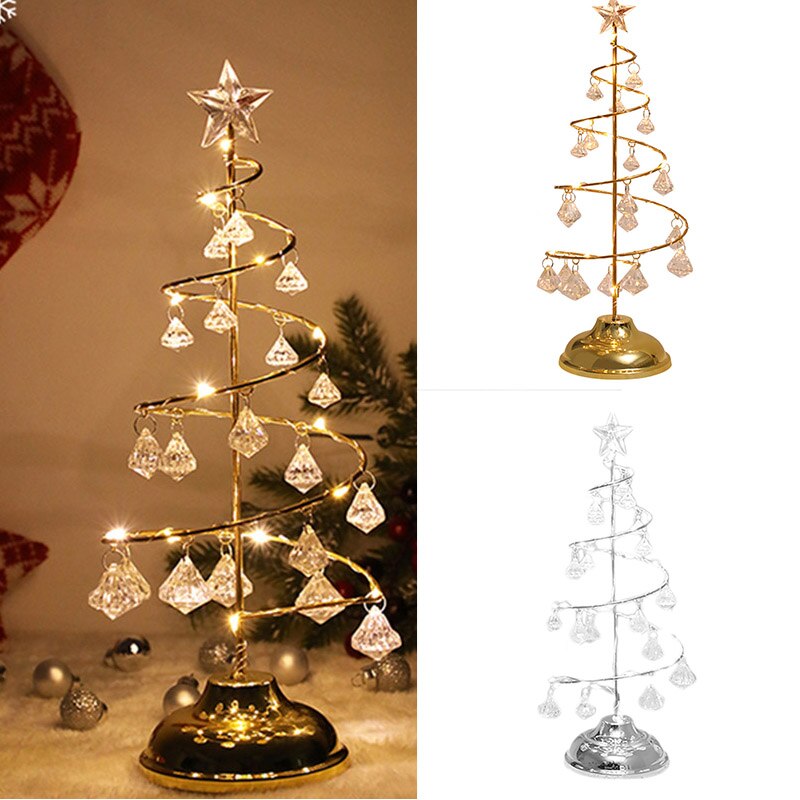 Led Crystal Kerstboom Light Battery Operated Tafel Raamdecoratie Home Office Fq-Ing
