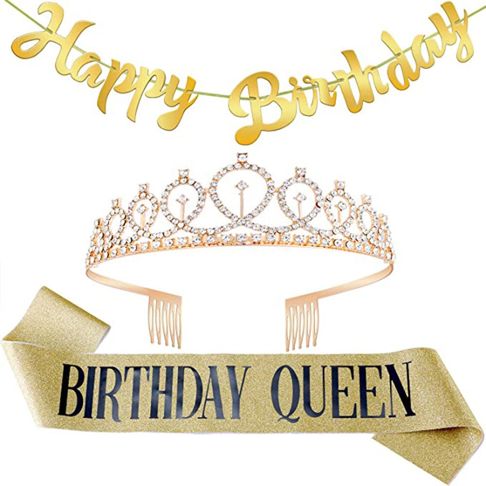 Geburtstag Mädchen Schulter Gurt Krone Banner 3 stücke Gesetzt Glücklich Geburtstag Party Dekor freundlicher Mädchen jubeln Geburtstag Mädchen Gefälligkeiten