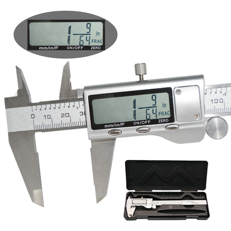 Curseur numérique micrométrique/pouce/fraction en acier inoxydable, pied à coulisse, outil de mesure électronique