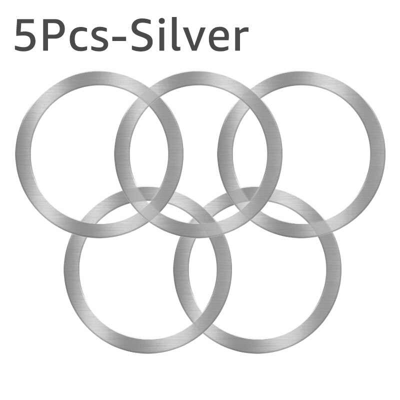 Magnetic Wireless Charger Sticker Universal Metal Rings Plate for Magsafe Wireless Charger Car Phone Holder Sheet for iPhone 13: 5Pcs-Silver