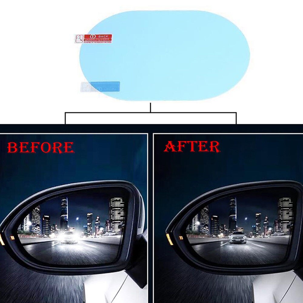 2 pièces voiture rétroviseur Anti brouillard Film ovale Anti-éblouissement housse de protection pour SUV camion remorque accessoire lumière bleu autocollant