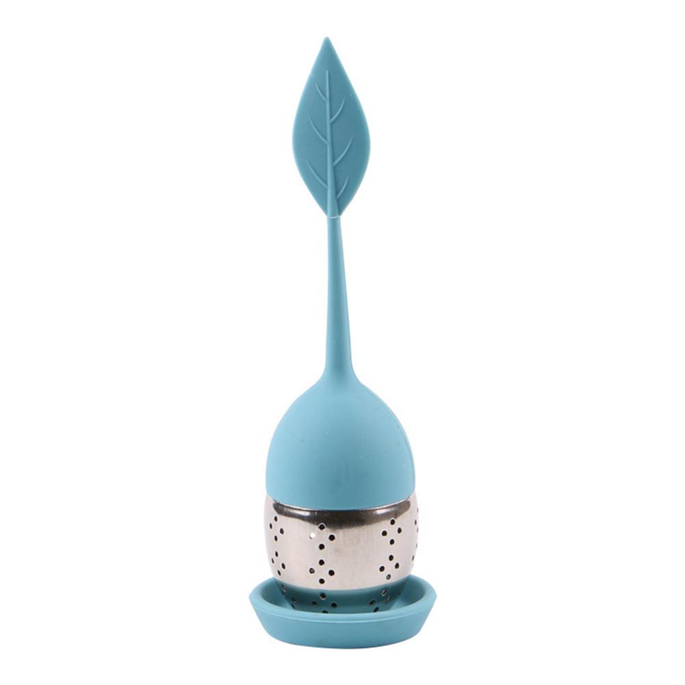 Silicone Tea Infuser Reusable Tea Strainer Sweet Leaf with Tray Novelty Tea Ball Herbal Spice Filter Tea Tool: F