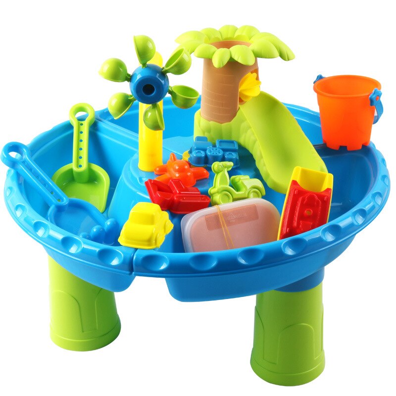 Baby Zomer Zand En Water Tafel Doos Baby Kids Kinderen Outdoor Strand Waterrad Speelgoed Familie Play Set: E