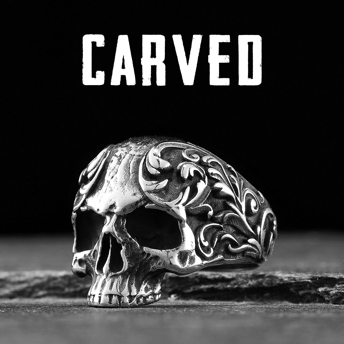 Anillos tallados de calavera para hombre, joyería de acero inoxidable para mujer, gótico, Punk Rock, cosas geniales Vintage, accesorios de , al por mayor