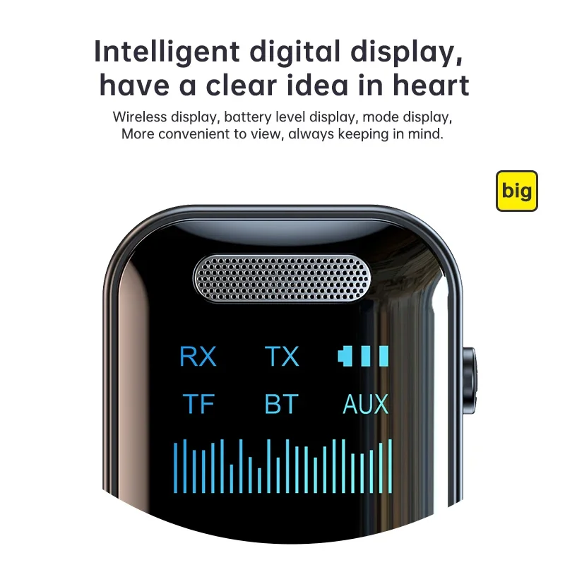 VIKEFON Bluetooth 5.4 Receiver Transmitter 3.5mm AUX TF Card Playback HiFi Wireless Audio Adapter With Mic LED Digital Display