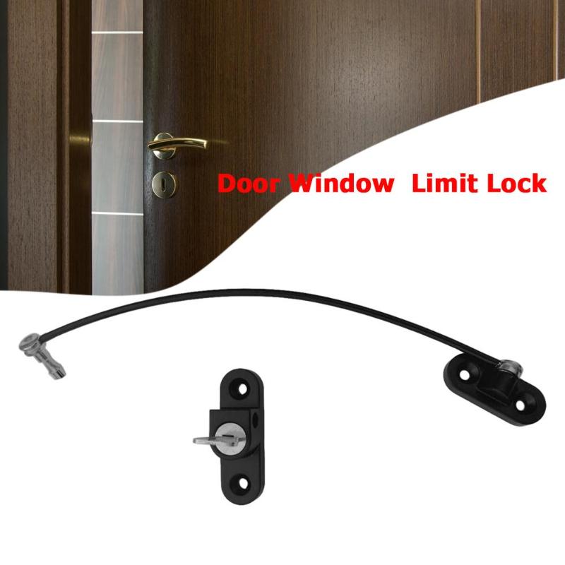 Door Window Security Lock Aluminum Alloy Door Window Restrictor Limiter Key Children Security Car Window Cable Limit Lock