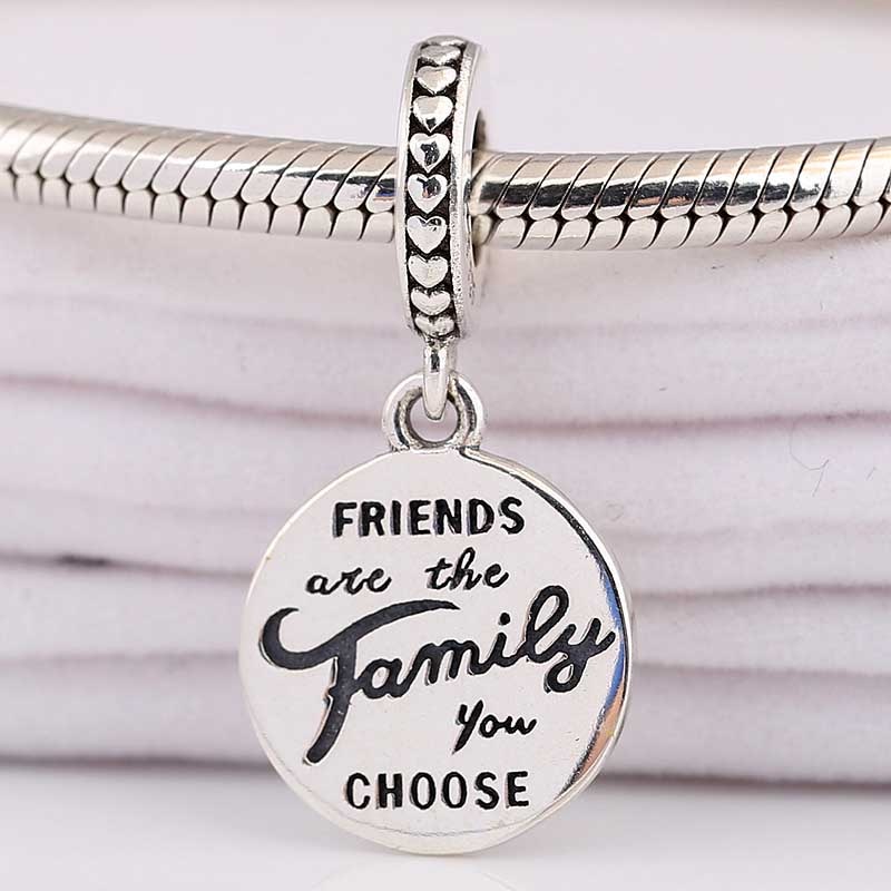 Originele Zwart Emaille Vrienden Zijn De Familie U Kiezen Hanger Kraal Fit 925 Sterling Zilveren Bedelarmband Diy Sieraden