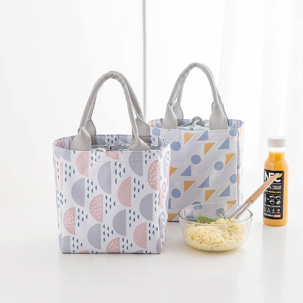 BONAMIE Heißer Tragbare Mittagessen Tasche Für Frauen Kordelzug Thermische Isolierte Kasten Tote Kühltasche Beutel Milch Flasche Isolierung Mittagessen Tasche