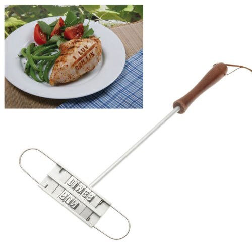 AMOS BBQ Barbecue Branding Iron Tool Meat Steak Burger 55 x Letters and 8 spaces