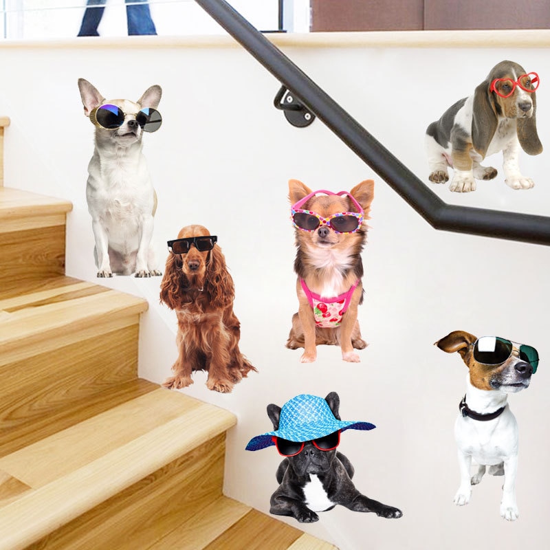 Cartoon Dog Wall Sticker 3D Cute Puppy Wall Stickers For Kids Rooms Nursery Wall Decor Removeable House Decoration Room Decal