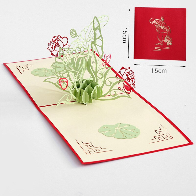 Cartes Pop-Up en 3D, d'anniversaire, fleurs, carte postale, érable, cerisier, cartes d'invitation de mariage, cartes de vœux: 05