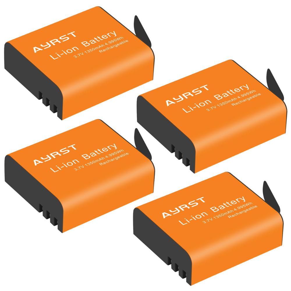 4 pièces 1350mAh PG1050 SJ4000 PG900 batterie + chargeur Double USB Pour SJCAM SJ5000 SJ6000 SJ8000 M10 EKEN 4K H8 H9 GIT-LB101 batteries: 4 battery