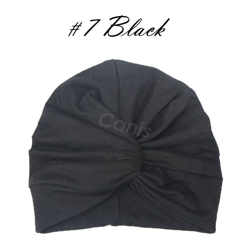 Peuter Kids Baby Tulband Head Wrap Hoed Kinderen Meisjes Katoen Blends Hoed Mooie Zachte Leuke: Black