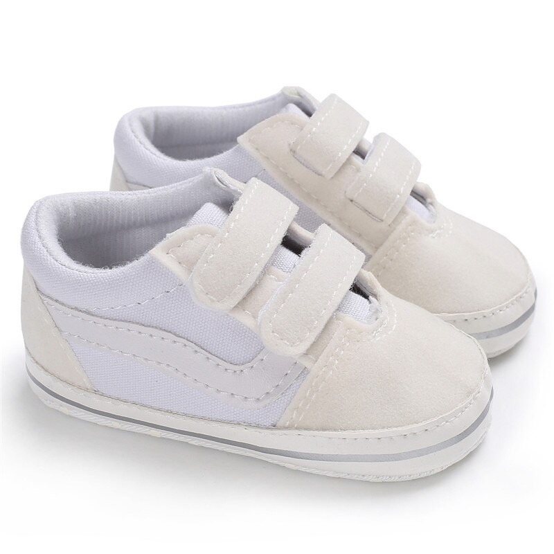 0-18m fasion nyfødt barn baby dreng pige sko blød sål hvid barnevogn sko sneakers hvid canvas casual tenis infantil sneaker: Hvid / 7-12 måneder
