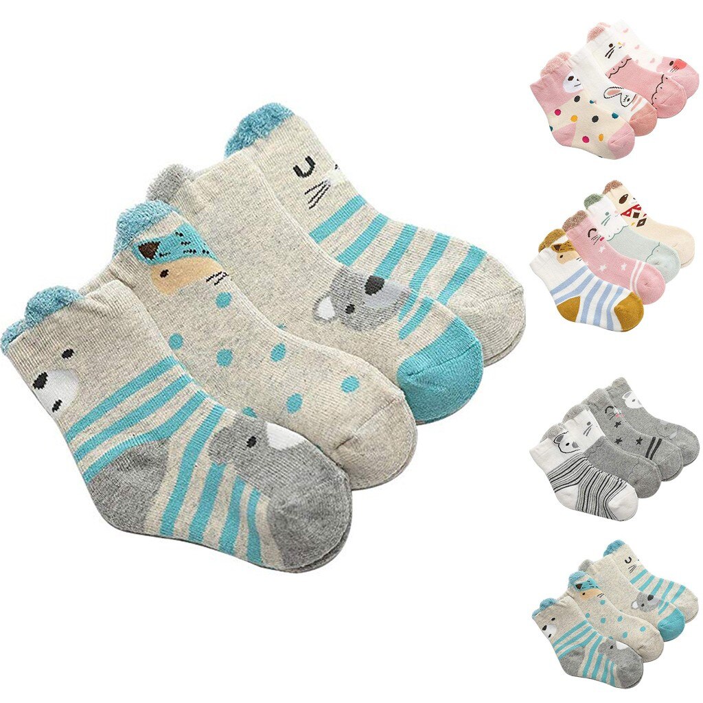 4 Pcs Fahion Katoen Baby Sokken Herfst Winter Cartoon Gedrukt Sok Warm Baby Jongens Meisjes Leuke Sokken Baby Kleding Accessoires # P4