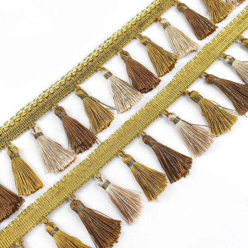 1/2Meters Meetee 85mm Wide Curtain Trim Tassels Lace Fringe Ribbon DIY Handmade Mantle Sofa Hometextile Decortion Accessories: Golden Yellow / 1Meter
