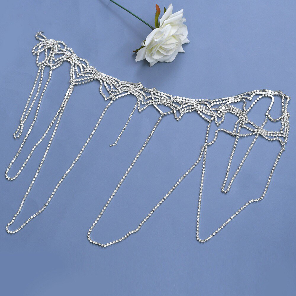 Braut Quaste Kristall Schulter Kette Schmuck Schal Zubehör Hochzeit Kleid Strass Schulter Kette Körper Chian