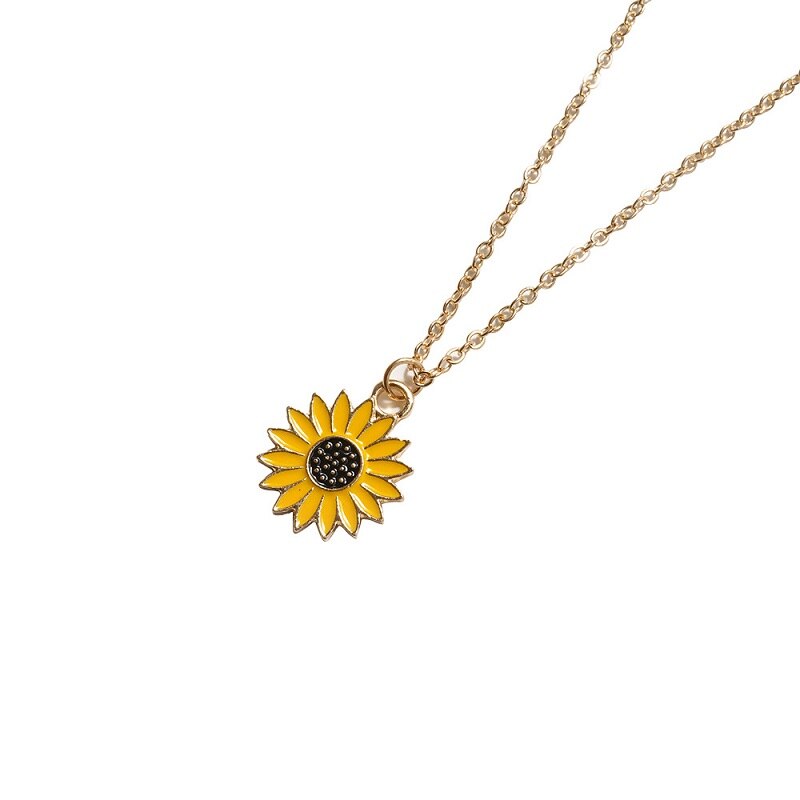 Collier avec pendentif marguerite tournesol, bijou coréen en or, pour ami,