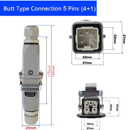 Heavy Duty Connector Aviation Plug Socket Rectangular Industrial HA- Series 4 5 6 8 Pin Water Proof IP65 Male Female 10A 16A: Red