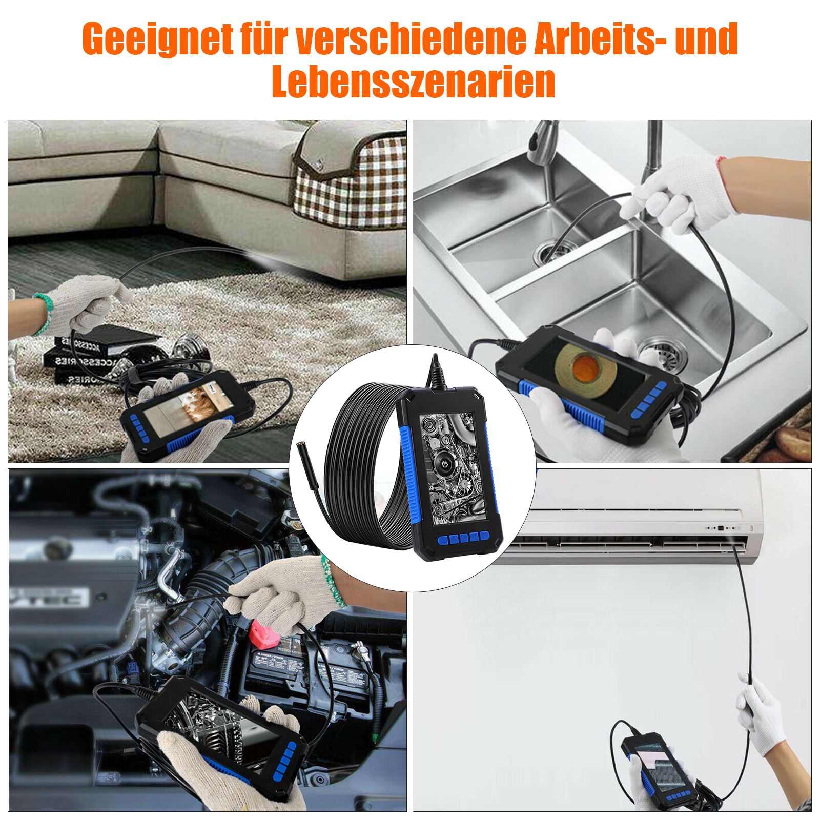 6LED 1080P Endoscope Camera Wireless Endoscope HD 4.3'' Screen Inspection Industrial Borescope Waterproof