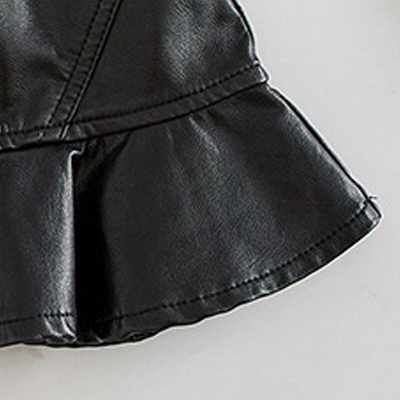 Baby Meisje Rokken Kids Pu Leather Button Effen Kleur Rokken Lente Herfst Ruches Meisjes Prinses Rokken 2-7 Jaar