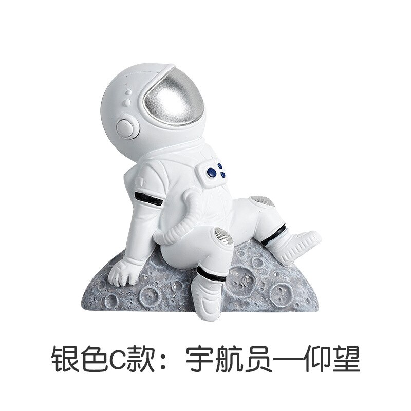 Astronaut switch indsæt astronaut socket dekoration klistermærke familie vægklistermærke moon resin 3d stereo socket klistermærke: Sølv c