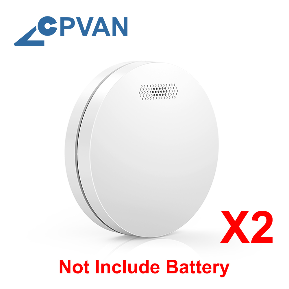 CPVAN Smoke Detector RF433Mhz Interconnected Smoke Alarm Fire Protection Smokehouse Fire Alarm Home Security System Firefighters: smoke detector X2