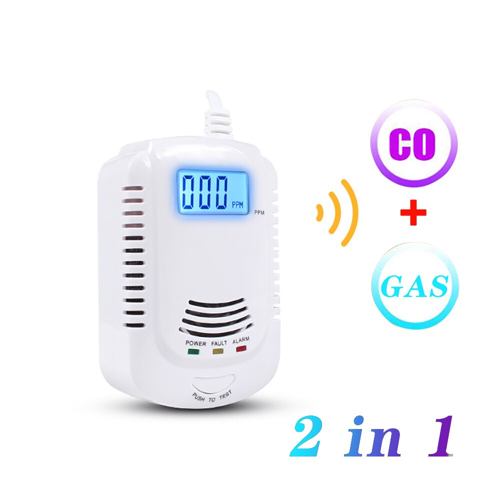 2 in 1 Gas Detector Home Natural Gas Methane Propane CO Alarm Poisonous Gas Leak Sensor Detector