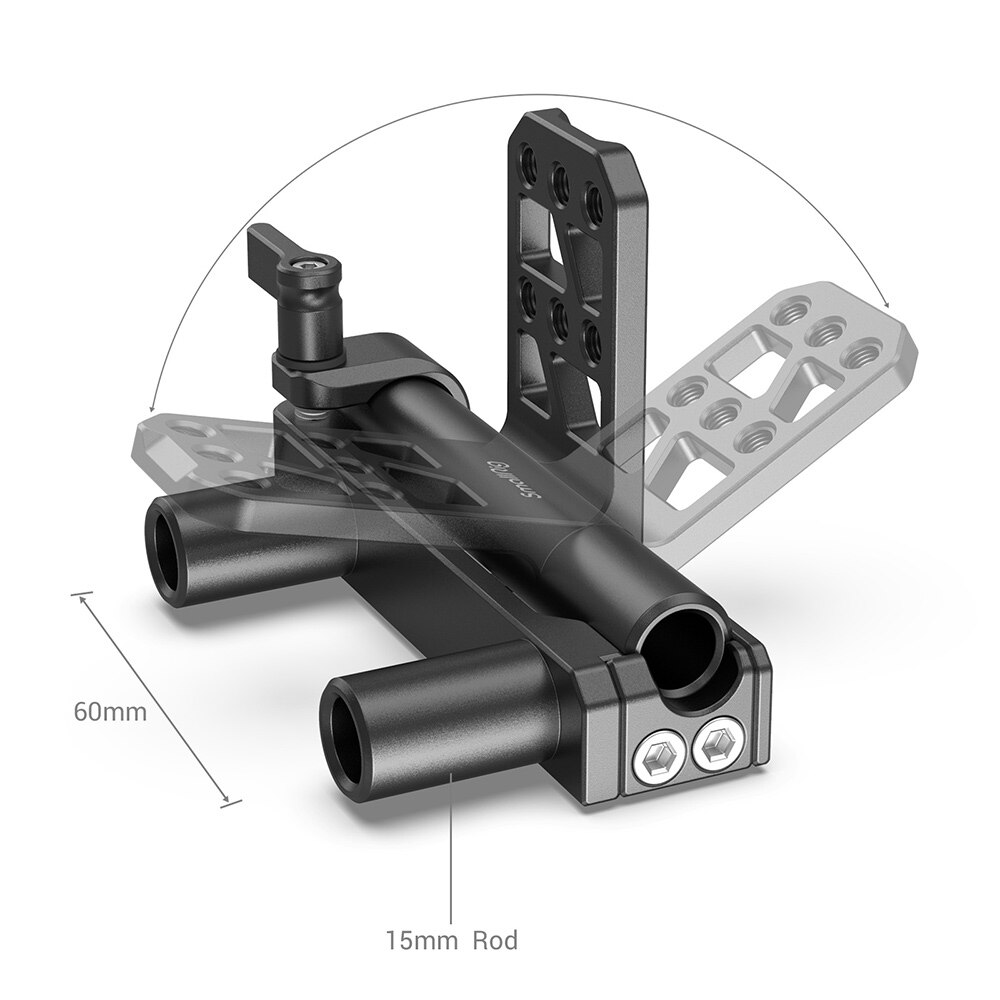 Cerniera batteria SmallRig doppia asta da 15mm con fori filettati 1/4-20 angolo leggero e portatile-regolabile-2802