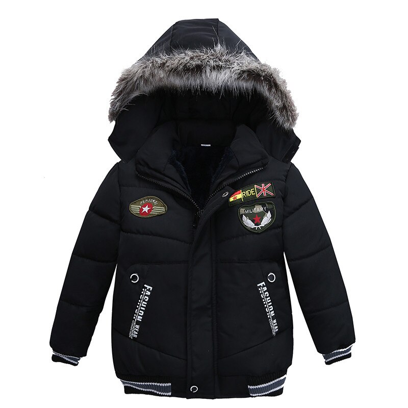 Chaquetas de invierno para niños y niñas, abrigo informal, ropa de para Otoño e Invierno: Negro / 4T