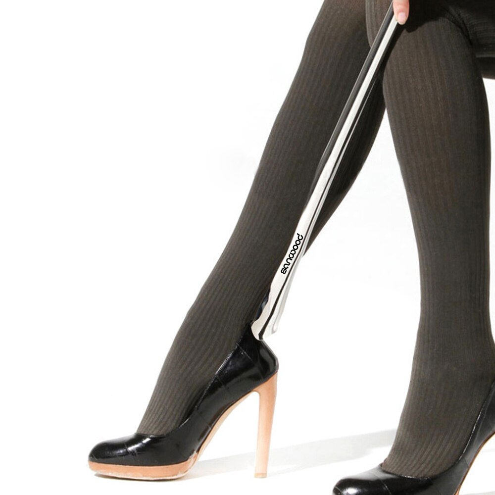 Durable Handle Metal Silver Color Shoe Horn Easy to Use Convenient Lifter Long Shoespooner 9IGT
